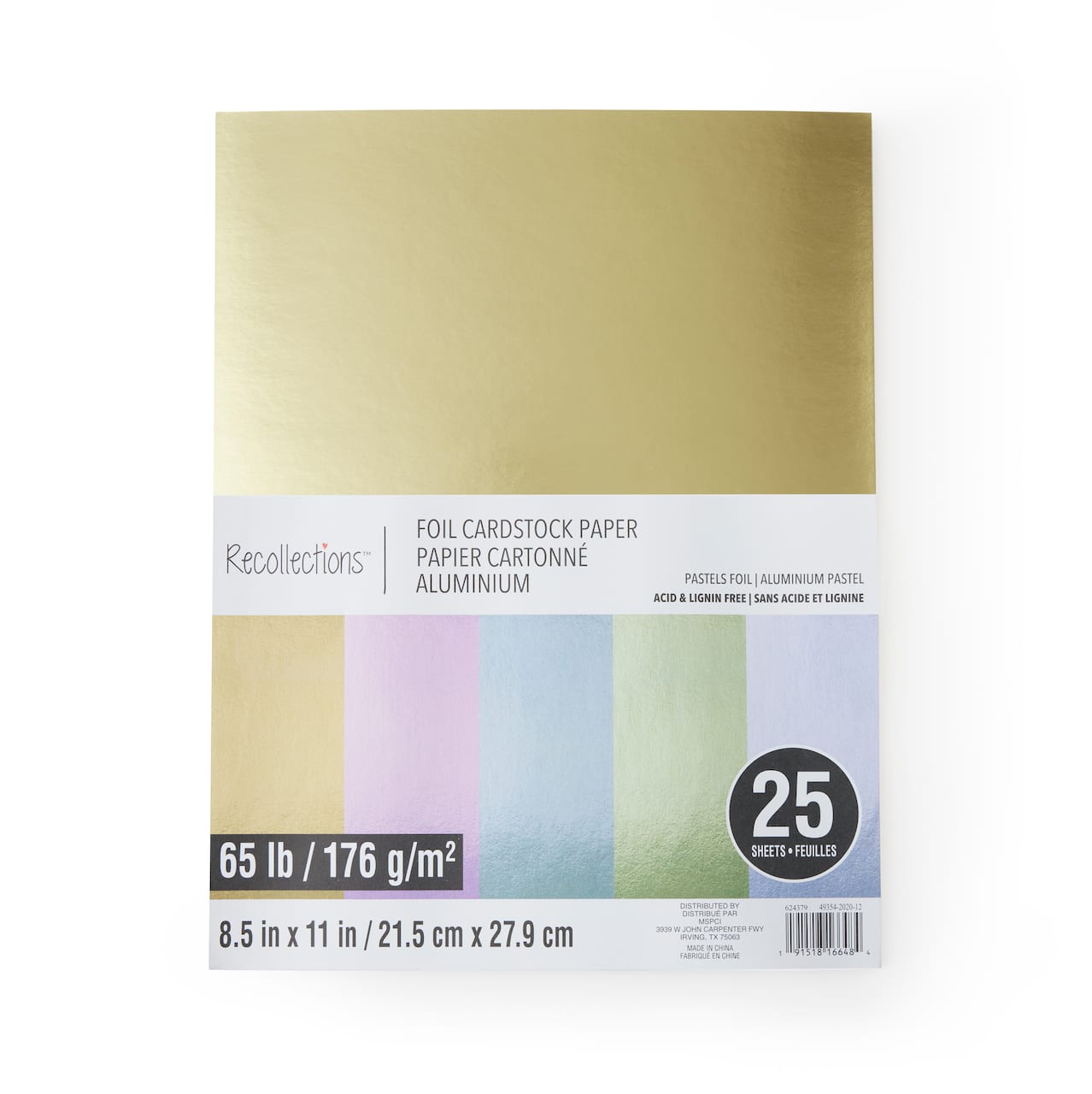 12 Packs: 25 ct. (300 total) Pastel Foil 8.5&#x22; x 11&#x22; Cardstock Paper by Recollections&#x2122;